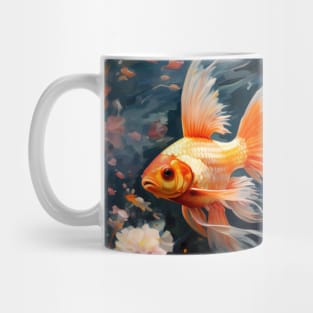 Goldfish in a Floral Pond Mug